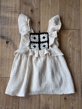 RZ by Rachel Zoe Muslin Cotton Crochet Ruffle Dress size 3T